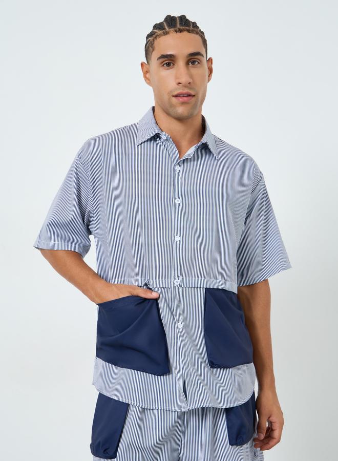Styli Men Oversized Contrast Patch Pockets Shirt and Shorts Co-Ords - Image 2